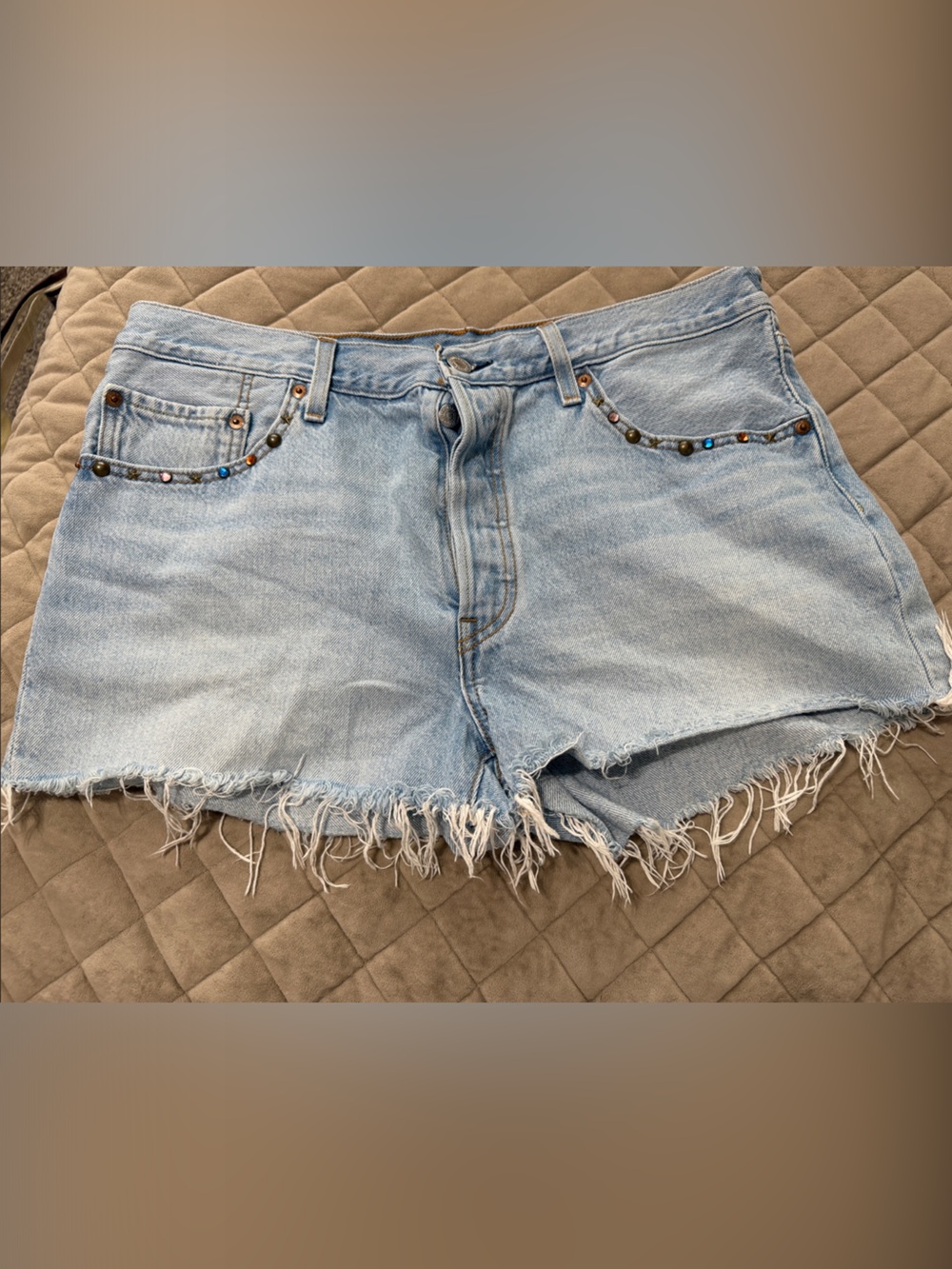 Women’s Levi Light Blue Denim Frayed Hem Women's Shorts